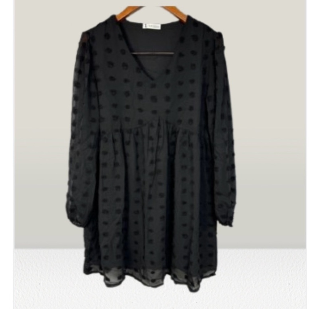 Boutique Women’s Baby Doll Dress sz L Sheer Layered NEW # D582